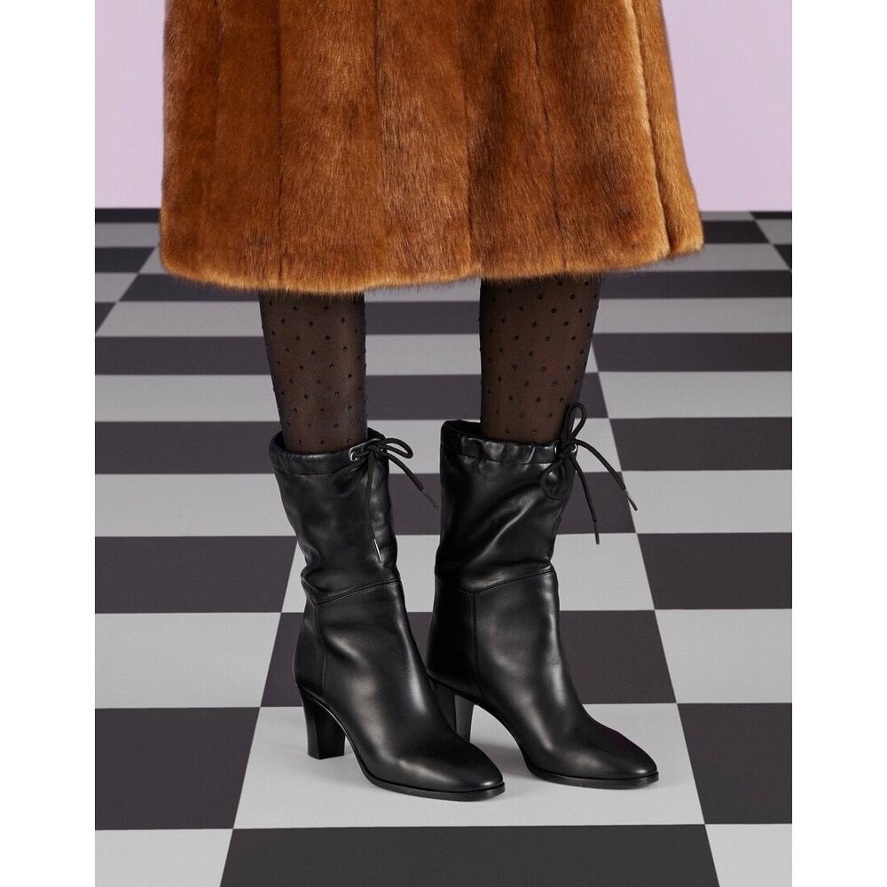 Gucci GG Shearling Leather Fold Over Ankle Boots Nero 37.5 - Picture 5 of 16